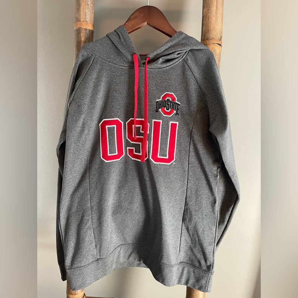 Gray OSU Hoodie with Red Accents